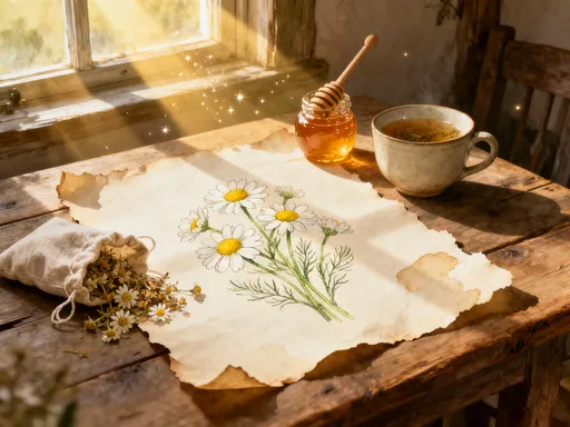Chamomile parchment illustration