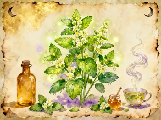 Lemon Balm illustration on parchment