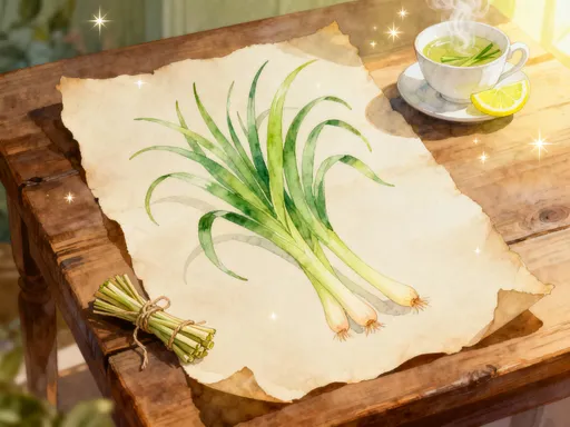 Lemongrass botanical illustration on parchment