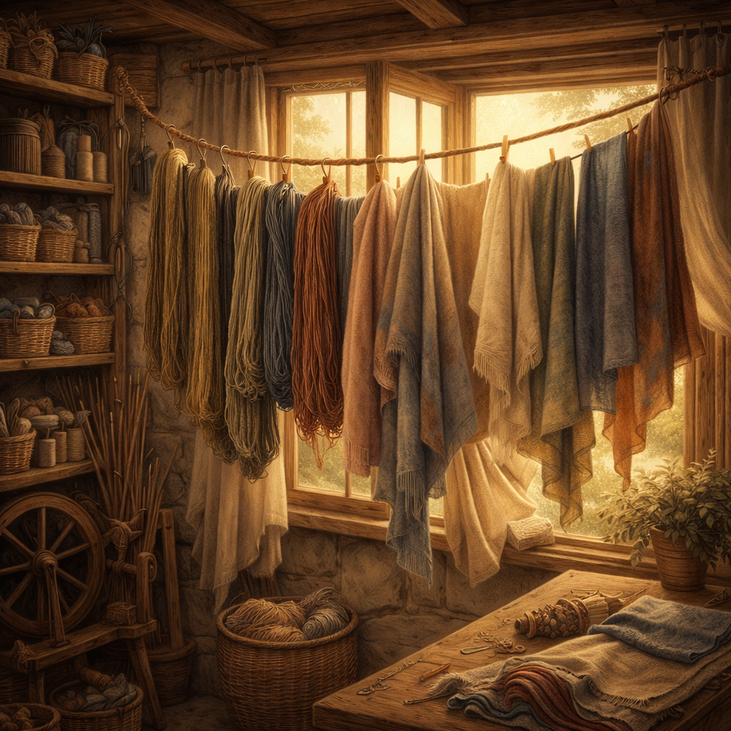 Hands finishing a traditional straw figure in a warm rustic workshop